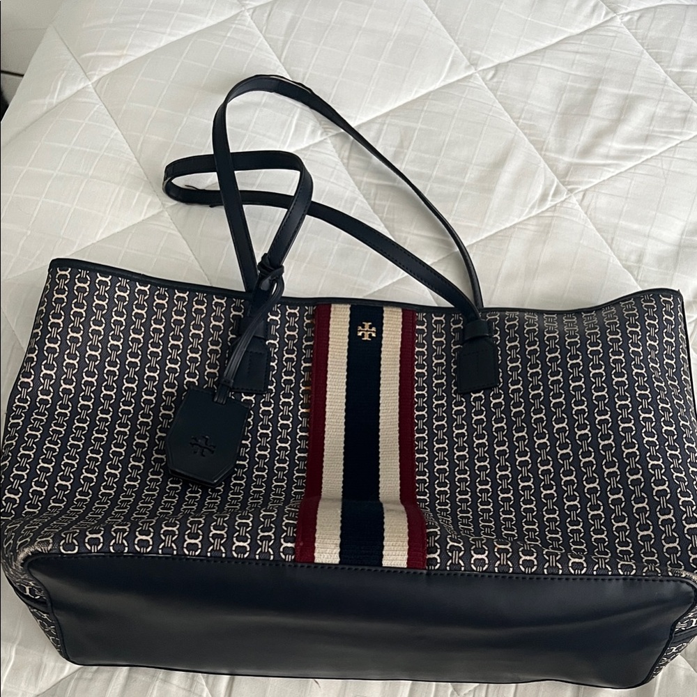 Tory Burch Black and Burgundy Tote Bag